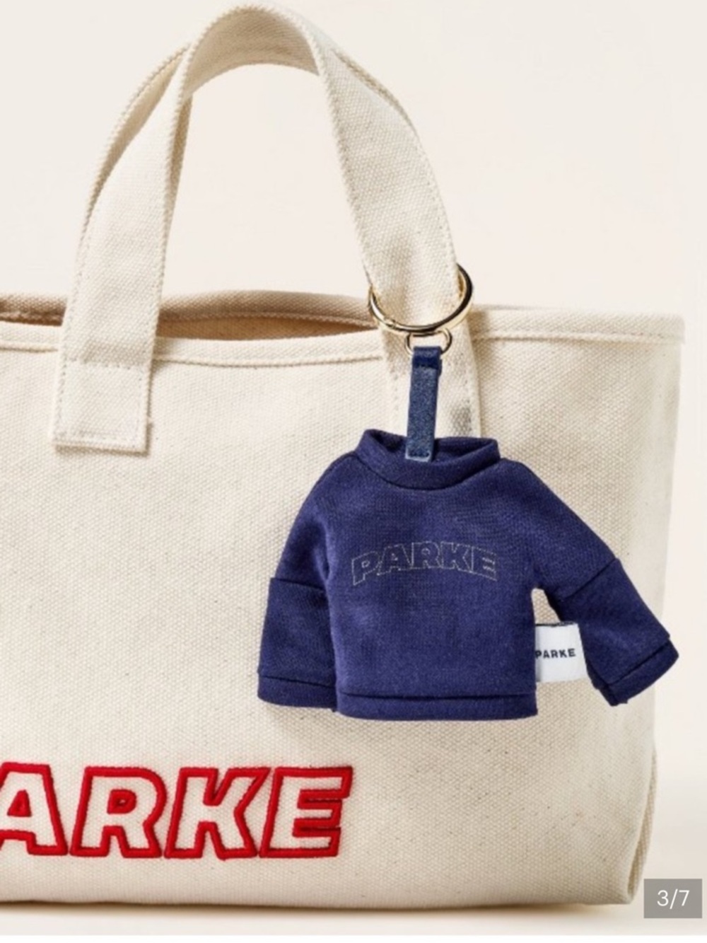 Parke/Target Navy Mini Sweatshirt Keychain with Gold Ring - Picture 2 of 3